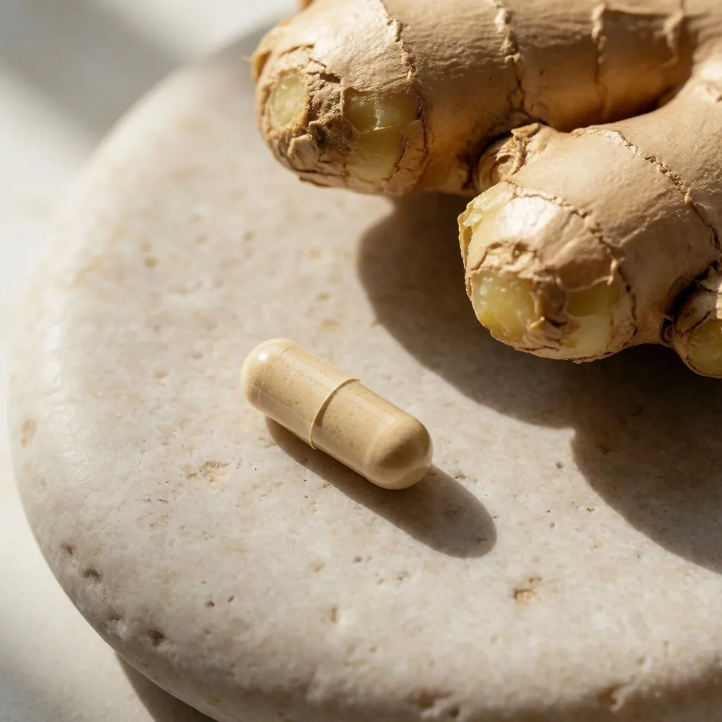 Fresh ginger root on a concrete slab